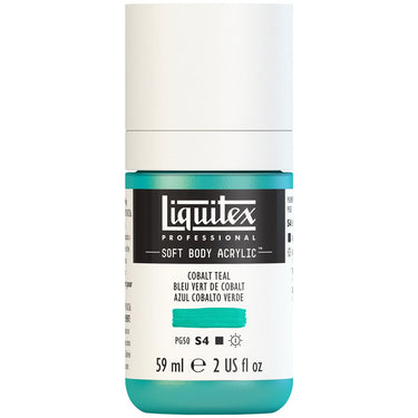 Liquitex Soft Body Flacon de 59ML, Bleu Vert de Cobalt (produit en gros plan sur fond blanc)