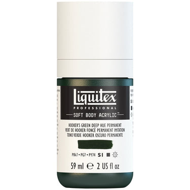 Liquitex Soft Body Flacon de 59ML, Vert de Hooker Foncé Permanent Imitation (produit en gros plan sur fond blanc)