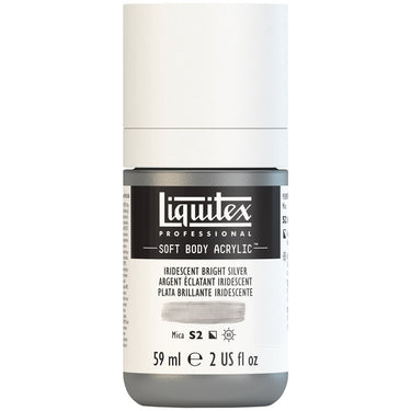 Liquitex Soft Body Flacon de 59ML, Argent Éclatant Iridescent (produit en gros plan sur fond blanc)