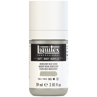 Liquitex Soft Body Flacon de 59ML, Argent Riche Iridescent (produit en gros plan sur fond blanc)