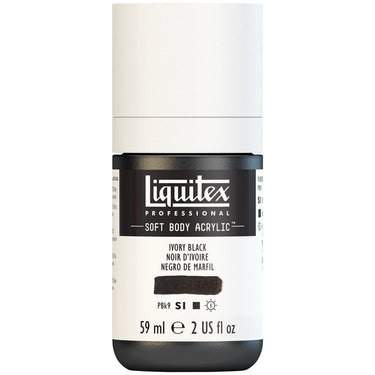 Liquitex Soft Body Flacon de 59ML, Noir d'Ivoire (produit en gros plan sur fond blanc)