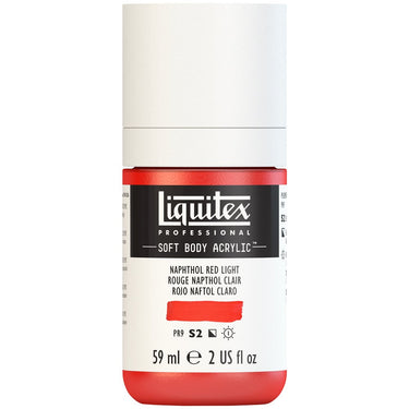 Liquitex Soft Body Flacon de 59ML, Rouge Naphtol Clair (produit en gros plan sur fond blanc)