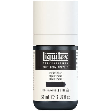Liquitex Soft Body Flacon de 59ML, Gris de Payne (produit en gros plan sur fond blanc)