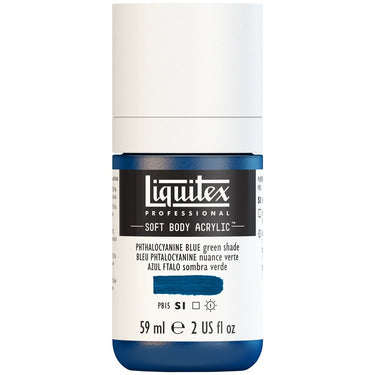 Liquitex Soft Body Flacon de 59ML, Bleu Phtalocyanine Nuance Verte (produit en gros plan sur fond blanc)
