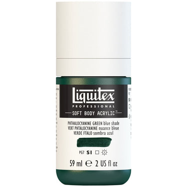 Liquitex Soft Body Flacon de 59ML, Vert Phtalocyanine Nuance Bleue (produit en gros plan sur fond blanc)