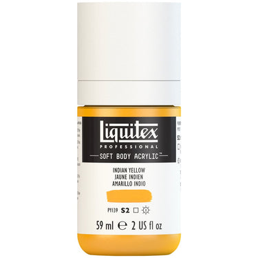 Liquitex Soft Body Flacon de 59ML, Jaune Indien (produit en gros plan sur fond blanc)