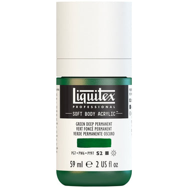 Liquitex Soft Body Flacon de 59ML, Vert Foncé Permanent (produit en gros plan sur fond blanc)