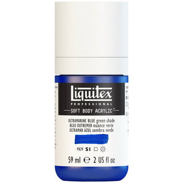 Liquitex Soft Body Flacon de 59ML, Bleu Outremer Nuance Verte (produit en gros plan sur fond blanc)