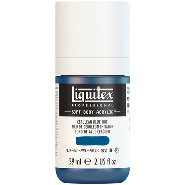 Liquitex Soft Body Flacon de 59ML, Bleu de Céruléum Imitation (produit en gros plan sur fond blanc)