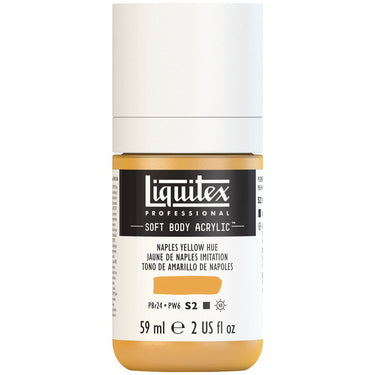 Liquitex Soft Body Flacon de 59ML, Jaune de Naples Imitation (produit en gros plan sur fond blanc)
