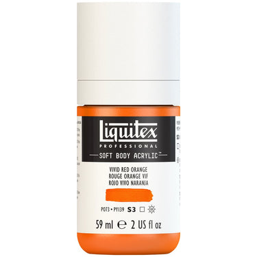 Liquitex Soft Body Flacon de 59ML, Rouge Orange Vif (produit en gros plan sur fond blanc)