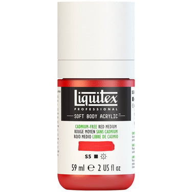 Liquitex Soft Body Flacon de 59ML, Rouge Moyen sans Cadmium (produit en gros plan sur fond blanc)