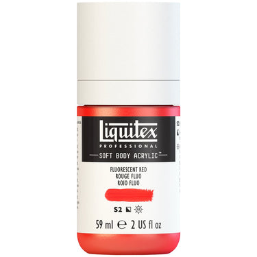 Liquitex Soft Body Flacon de 59ML, Rouge Fluorescent (produit en gros plan sur fond blanc)
