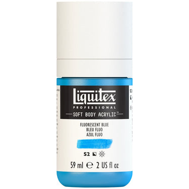 Liquitex Soft Body Flacon de 59ML, Bleu Fluorescent (produit en gros plan sur fond blanc)