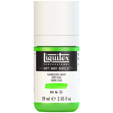 Liquitex Soft Body Flacon de 59ML, Vert Fluorescent (produit en gros plan sur fond blanc)