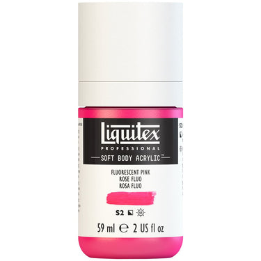Liquitex Soft Body Flacon de 59ML, Rose Fluorescent (produit en gros plan sur fond blanc)