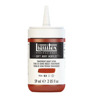 Acrylique Soft Body Flacon de 59ML, Terre de Sienne Brûlée Transparente. Sans Capouchon, Sur Fond Blanc.