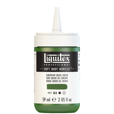 Acrylique Soft Body Flacon de 59ML, Vert Oxyde de Chrome. Sans Capouchon, Sur Fond Blanc.