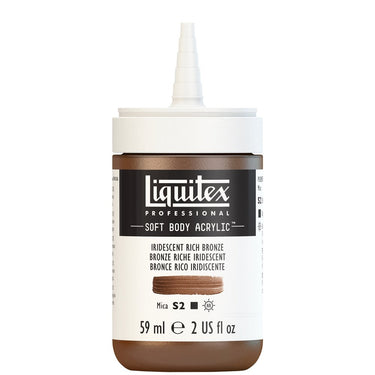 Acrylique Soft Body Flacon de 59ML, Bronze Riche Iridescent. Sans Capouchon, Sur Fond Blanc.