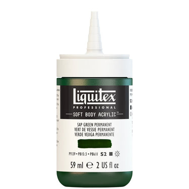 Acrylique Soft Body Flacon de 59ML, Vert de Vessie Permanent. Sans Capouchon, Sur Fond Blanc.