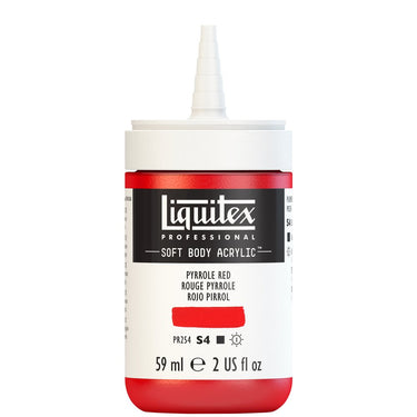 Acrylique Soft Body Flacon de 59ML, Rouge Pyrrole. Sans Capouchon, Sur Fond Blanc.