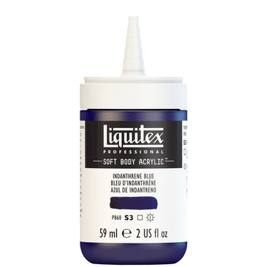 Acrylique Soft Body Flacon de 59ML, Bleu d'Indanthrène. Sans Capouchon, Sur Fond Blanc.