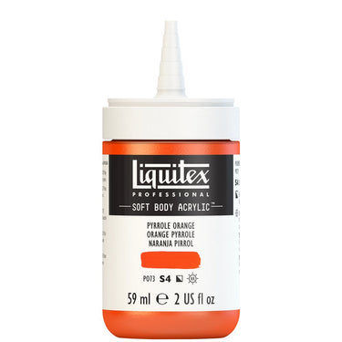 Acrylique Soft Body Flacon de 59ML, Orange Pyrrole. Sans Capouchon, Sur Fond Blanc.