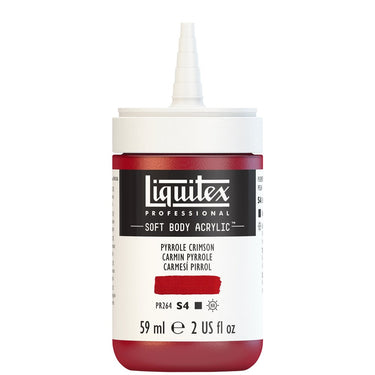 Acrylique Soft Body Flacon de 59ML, Carmin Pyrrole. Sans Capouchon, Sur Fond Blanc.