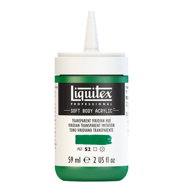 Acrylique Soft Body Flacon de 59ML, Viridian Transparent Imitation. Sans Capouchon, Sur Fond Blanc.