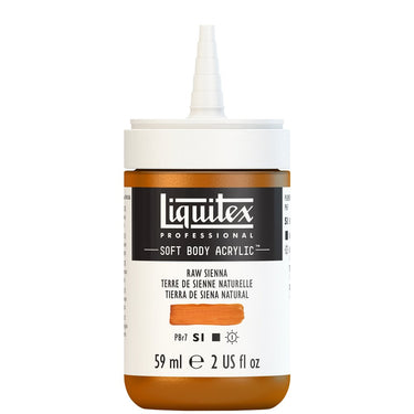 Acrylique Soft Body Flacon de 59ML, Terre de Sienne Naturelle. Sans Capouchon, Sur Fond Blanc.
