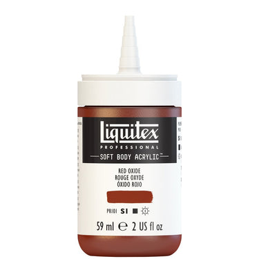 Acrylique Soft Body Flacon de 59ML, Rouge Oxyde. Sans Capouchon, Sur Fond Blanc.