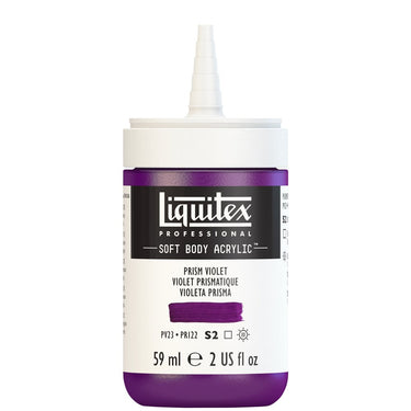 Acrylique Soft Body Flacon de 59ML, Violet Prismatique. Sans Capouchon, Sur Fond Blanc.