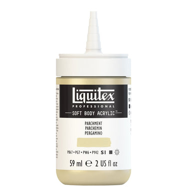 Acrylique Soft Body Flacon de 59ML, Parchemin. Sans Capouchon, Sur Fond Blanc.