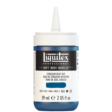 Acrylique Soft Body Flacon de 59ML, Bleu de Céruléum Imitation. Sans Capouchon, Sur Fond Blanc.
