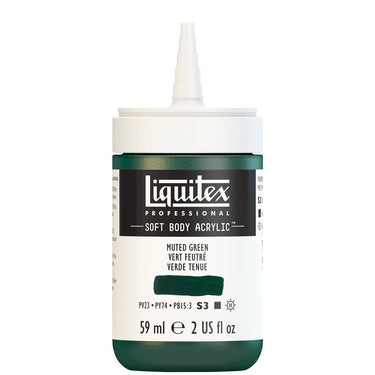 Acrylique Soft Body Flacon de 59ML, Vert Feutré. Sans Capouchon, Sur Fond Blanc.
