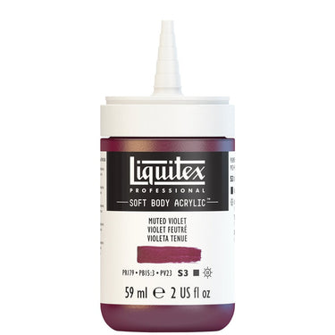 Acrylique Soft Body Flacon de 59ML, Violet Feutré. Sans Capouchon, Sur Fond Blanc.