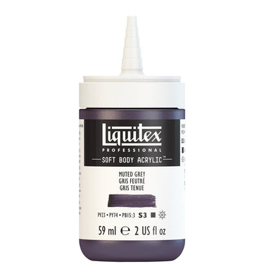 Acrylique Soft Body Flacon de 59ML, Gris Feutré. Sans Capouchon, Sur Fond Blanc.