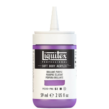 Acrylique Soft Body Flacon de 59ML, Pourpre Éclatant. Sans Capouchon, Sur Fond Blanc.