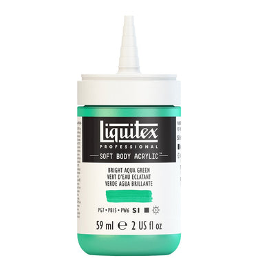 Acrylique Soft Body Flacon de 59ML, Vert d'Eau Éclatant. Sans Capouchon, Sur Fond Blanc.