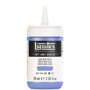Acrylique Soft Body Flacon de 59ML, Violet Bleu Clair. Sans Capouchon, Sur Fond Blanc.
