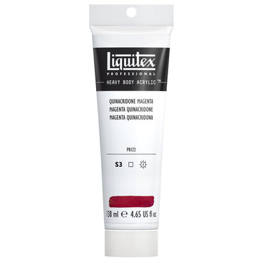 Liquitex Heavy Body Magenta Quinacridone 138ML produit en gros plan sur fond blanc.