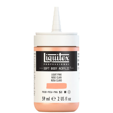 Acrylique Soft Body Flacon de 59ML, Rose Clair. Sans Capouchon, Sur Fond Blanc.