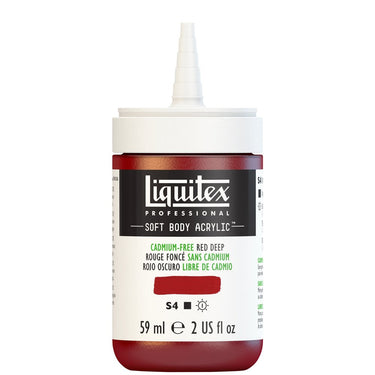 Acrylique Soft Body Flacon de 59ML, Rouge Foncé sans Cadmium. Sans Capouchon, Sur Fond Blanc.