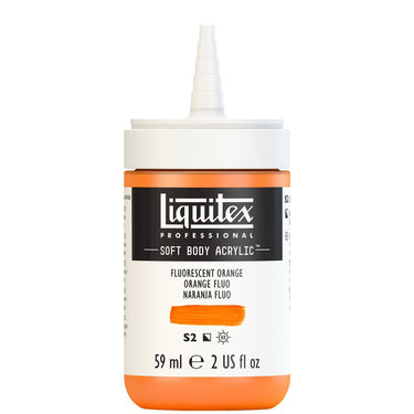 Acrylique Soft Body Flacon de 59ML, Orange Fluorescent. Sans Capouchon, Sur Fond Blanc.