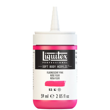 Acrylique Soft Body Flacon de 59ML, Rose Fluorescent. Sans Capouchon, Sur Fond Blanc.