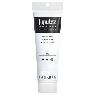 Liquitex Heavy Body Blanc de Titane 138ML produit en gros plan sur fond blanc.