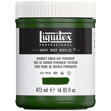 Liquitex Heavy Body Vert de Hooker Permanent Imitation 473ML produit en gros plan sur fond blanc.