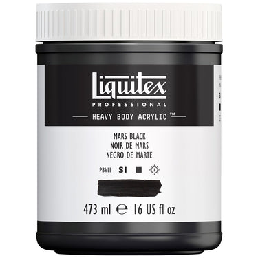 Liquitex Heavy Body Noir de Mars 473ML produit en gros plan sur fond blanc.