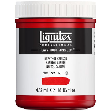 Liquitex Heavy Body Naphtol Carmin 473ML produit en gros plan sur fond blanc.