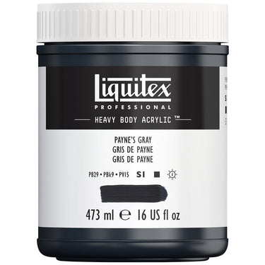 Liquitex Heavy Body Gris de Payne 473ML produit en gros plan sur fond blanc.